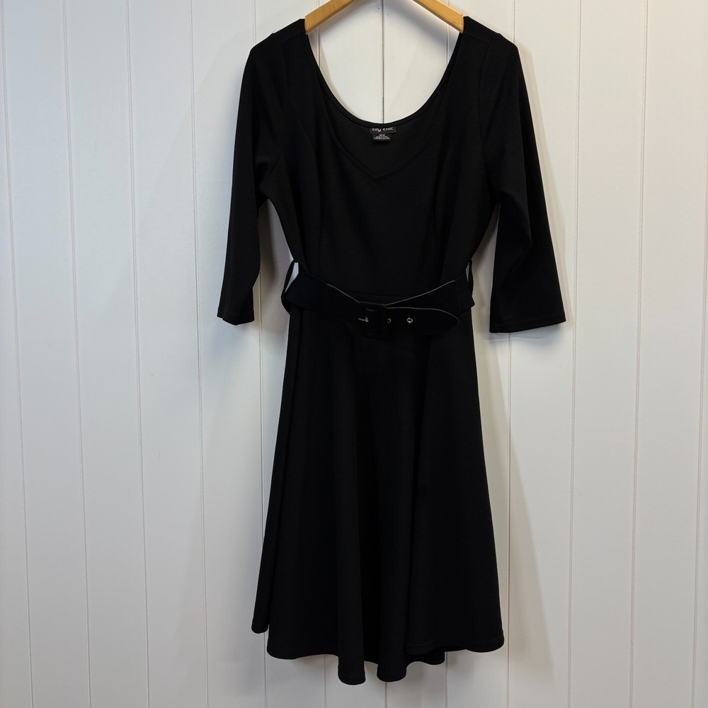 City Chic Womens Classic Belted Midi Cocktail Dress Size 18 Minimalist Old Money